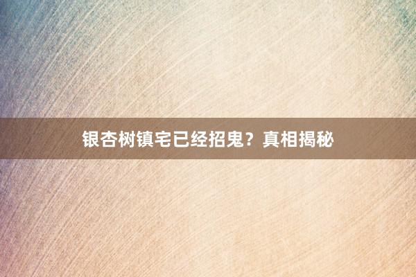 银杏树镇宅已经招鬼？真相揭秘